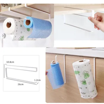 

Iron Kitchen Tissue Holder Hanging Bathroom Toilet Roll Paper Holder Towel Rack Kitchen Cabinet Door Hook Holder Organizer
