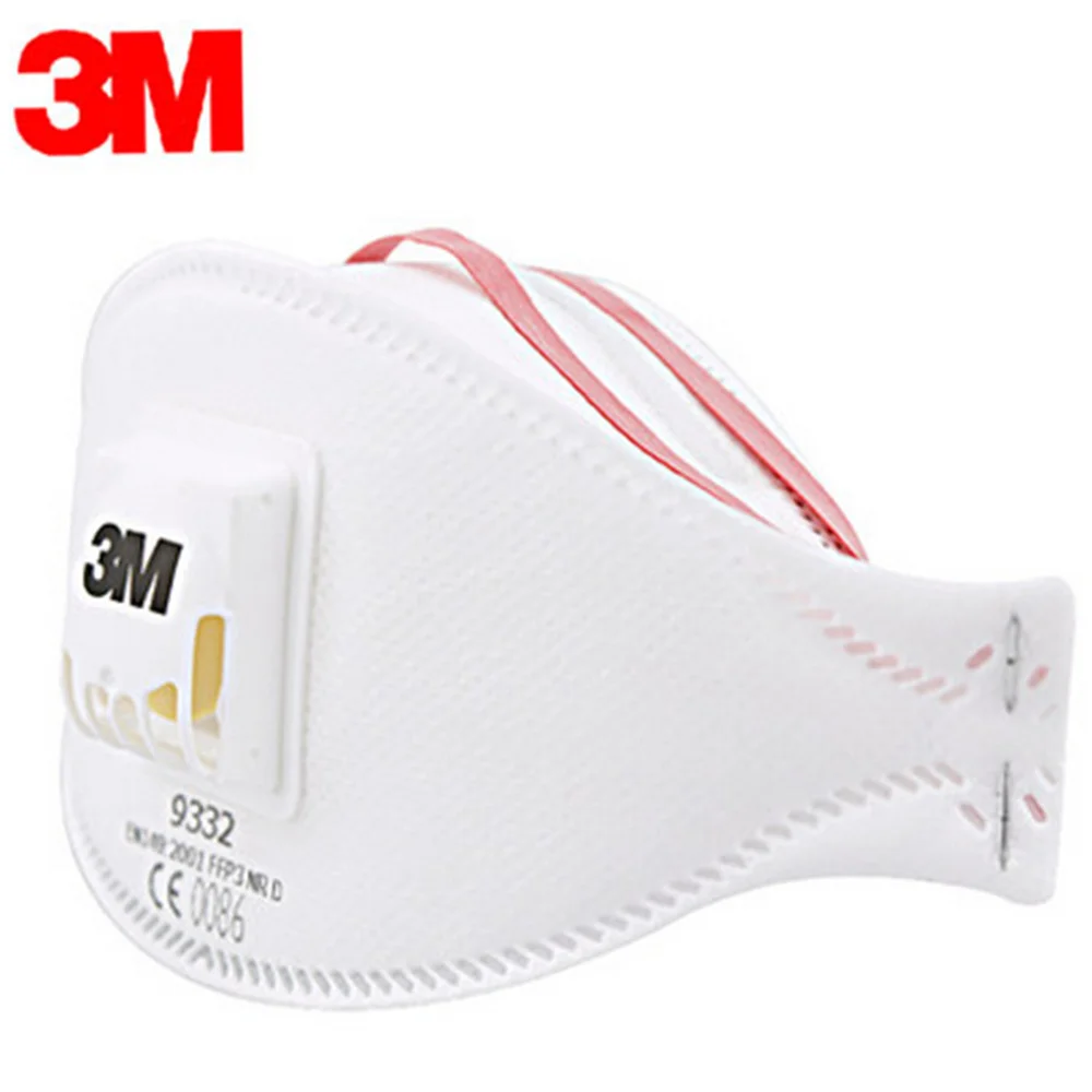 

Genuine 3M 9332 Anti-dust Protective Mask Anti-fog Haze Dust-proof FFP3 Level Anti-PM2.5 Headband Formula Exhalation Valve Mask