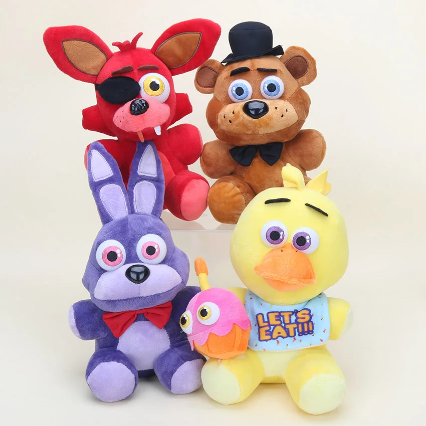 

4pcs/lot 25CM Stuffed toys Five Nights At Freddy's 4 FNAF Freddy Bonnie Bear foxy chica plush Toy Christmas Gift Doll