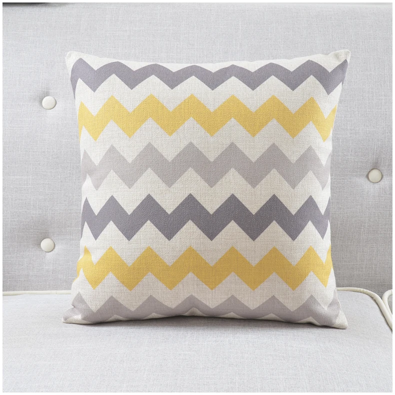 Decorative Linen Cotton Pillow Cushion Cover Modern Yellow Grey Decorative Linen Cotton Pillow Cushion Cover Modern Yellow Grey Geometric Striped Chevron Plaid Print Cushions Pillows Case In From Home Garden On