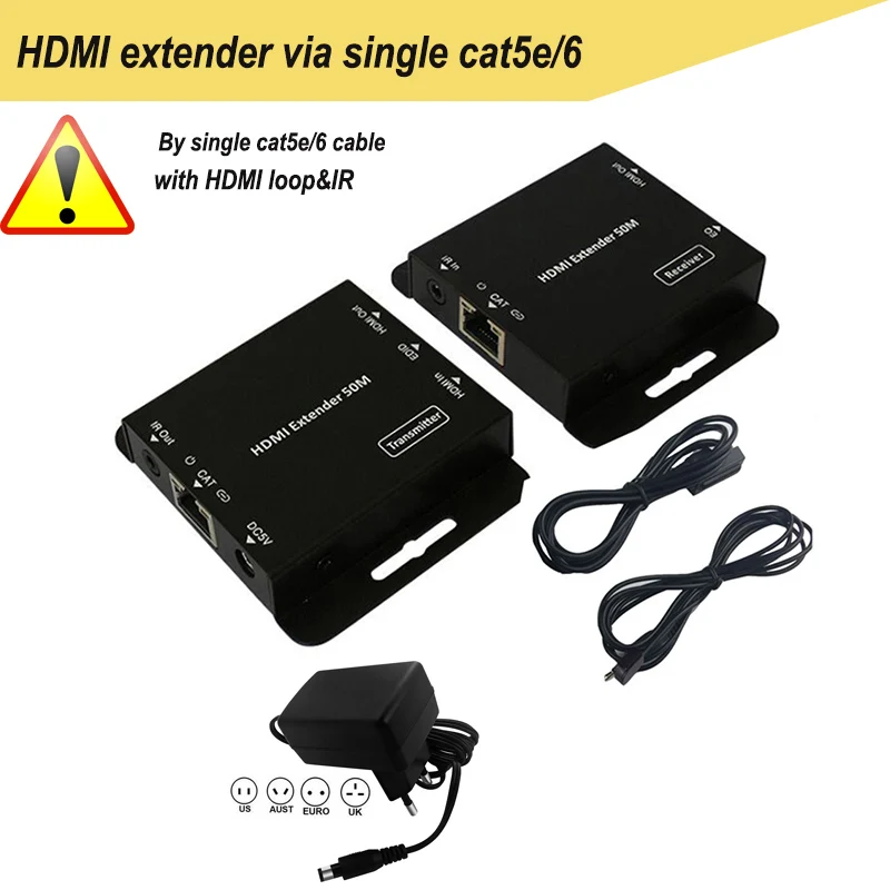 HDmatters HDMI удлинитель по cat5e/6 кабеля до 50 м для PS4 HDTV портативных ПК с адаптером питания - Цвет: by single cat6 IR