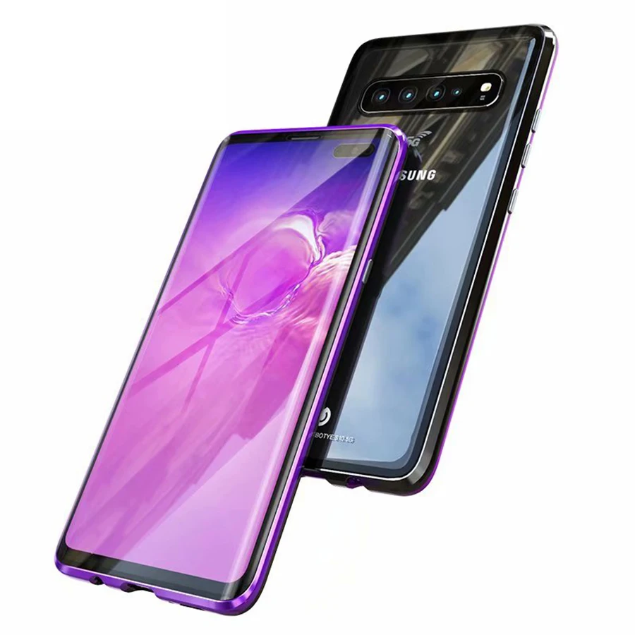 Роскошный магнитный металлический чехол S10plus для samsung S10 5G S9 S8 Plus Note 9 8 S10e Передняя Задняя 360 стеклянная Защитная крышка