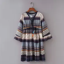 TB25-18040 платье с v-образным вырезом и принтом в европейском и американском стиле