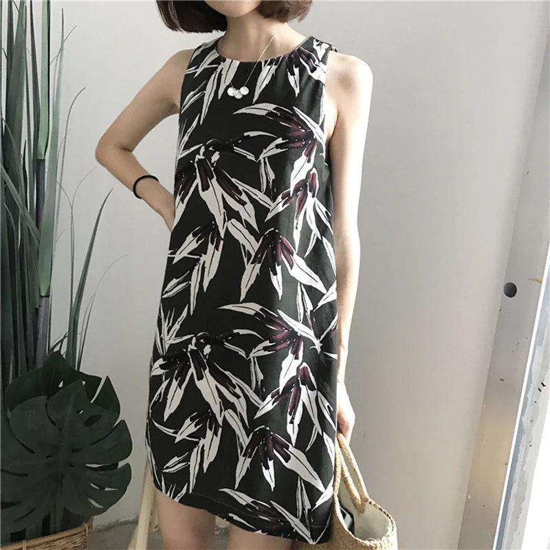Moda feminina vestidos verano Женская Одежда Лето chic печати рукава меньше платье новый модный
