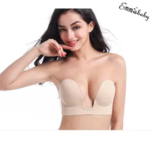 Сексуальный женский без бретелек Невидимый с глубоким вырезом без спинки u-образный клей силиконовый бюстгальтер пуш-ап u-образный бюстгальтер с фиксацией ABCD интимные аксессуары