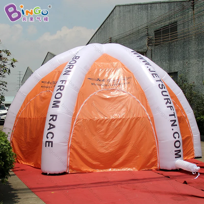  Free shipping Six legs type inflatable spider tent with digital printing 6 Meters dia orange and wh