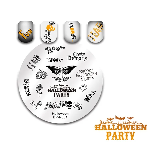 born pretty halloween stamping template skull pumpkin zombie moth