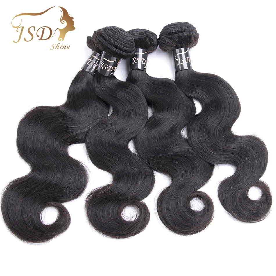 

JSDShine Hair Brazilian Hair Weave Bundles Body Wave Human Hair Extensions 4 Bundles Natural Color 8-28 inch Non Remy