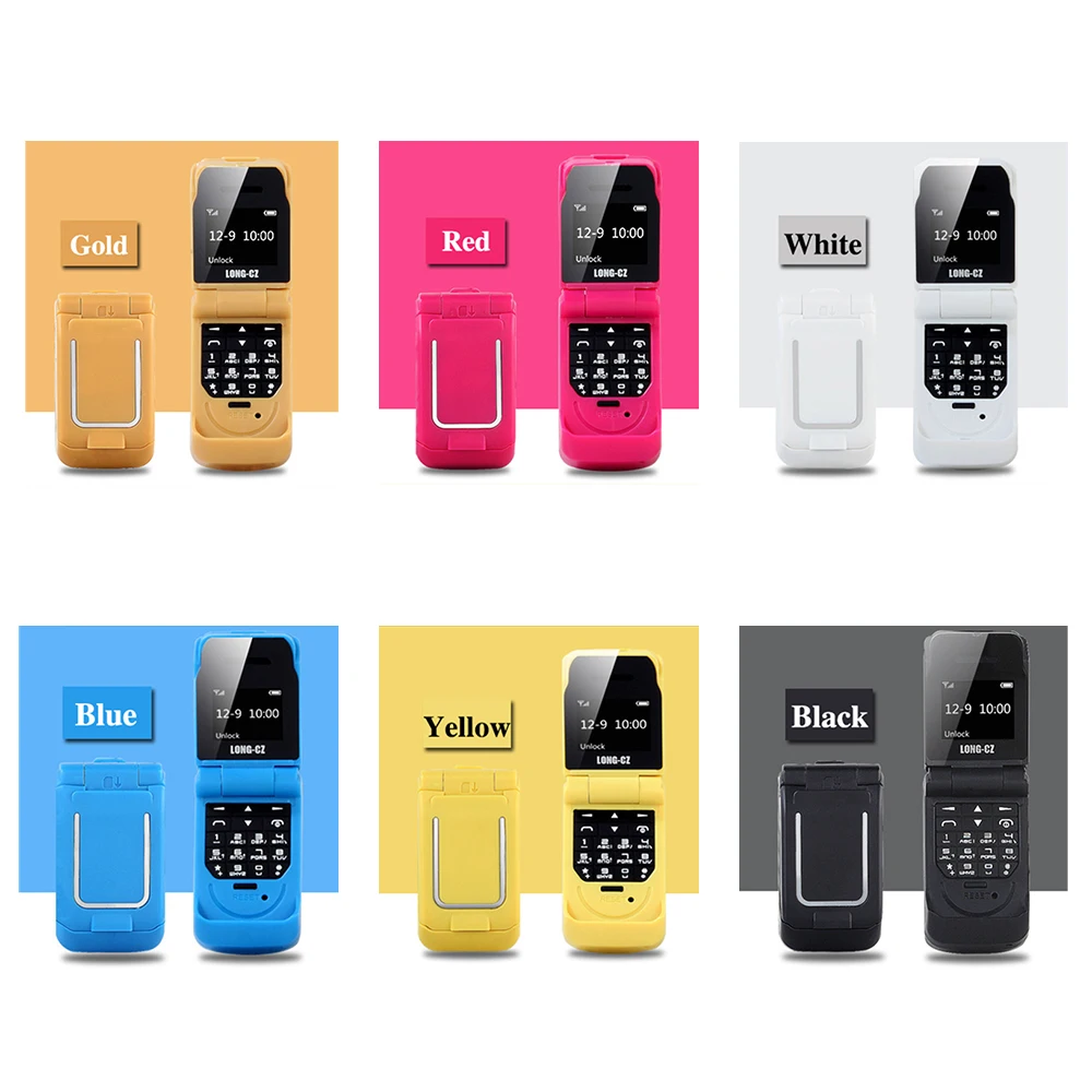 LONG-CZ J9 Mini Flip cell phone Bluetooth Dialer Magic Voice Handsfree Earphone mobile phone For Kids Unlock No camera phones