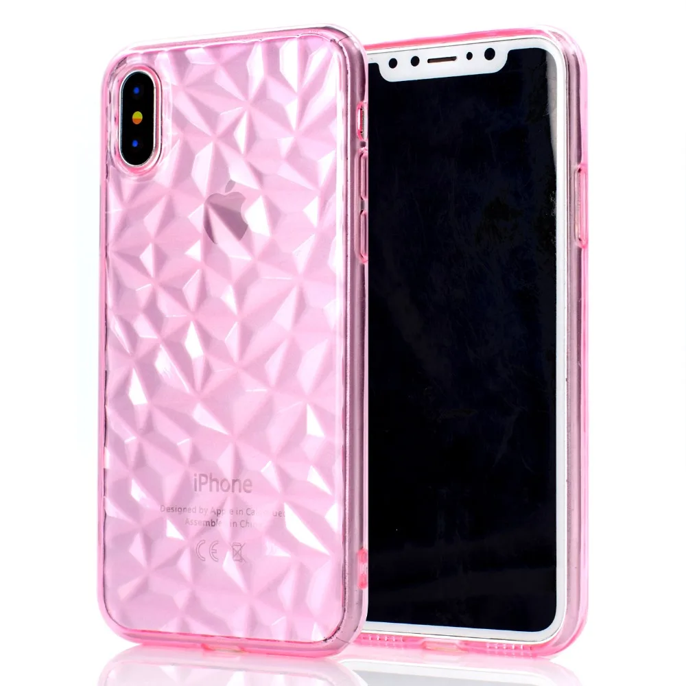 

for iphone x case 3D Diamond pattern soft TPU silicone Transparent case for iphone case X shockproof shell back cover protection