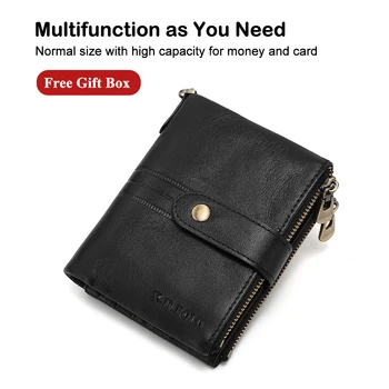 

X.D.BOLO New Men Wallet Genuine Leather Wallet Male Short Coin Purse High Capacity Zipper Wallets with Card Holder Man Purses