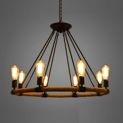 Lámpara colgante Retro de pueblo americano, luces de cuerda de estilo rústico Pastoral creativo, cafetería, restaurante, Bar, librería
