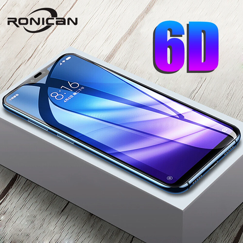 Стекло 6D для Xiaomi Redmi Note 6 Pro стеклянный чехол 5 6A Plus Mi 8 Lite A1 A2 Pocophone F1|Защитные стёкла