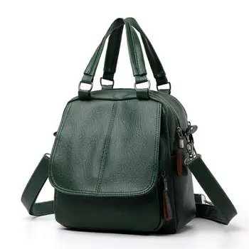 

New Fashion Lady Elegant PU Leather Small Backpack Women Solid Zipper Portable Travel Varieties of Back Method Tote Backpack