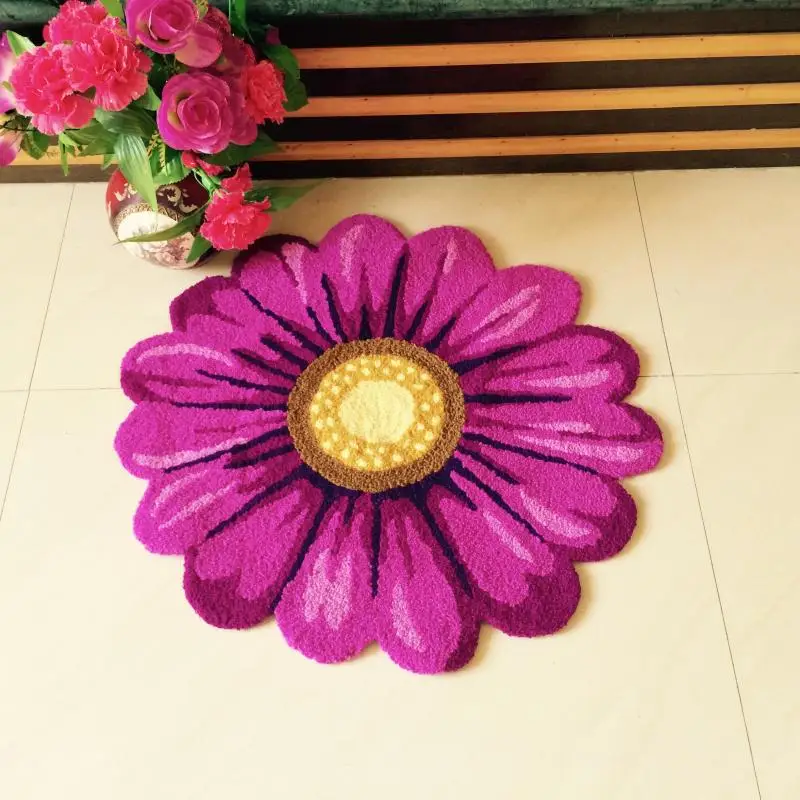 NewHandmadeChrysanthemumAntislipFlowerMatsRoundCarpetsforHome