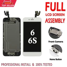 Полный ЖК-дисплей для iPhone 6 6S ЖК-дисплей кодирующий преобразователь сенсорного экрана в сборе Замена кнопки Home+ фронтальная камера без битых пикселей