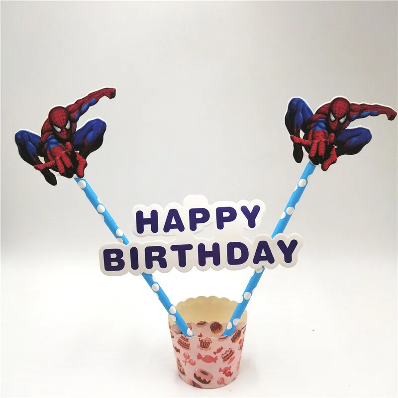 

1pcs/Spiderman Birthday Party Spplies Inserts christmas Cupcake Toppers cartoon Picks Cases Decoration Candy Baby Favor Shower