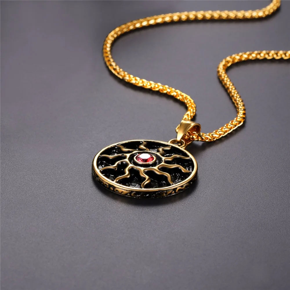 Звездный Властелин Ретро медальон в форме солнца ожерелье& австрийские стразы нержавеющая сталь/золотой цвет шикарная подвеска в виде солнца ожерелье для мужчин GP2871