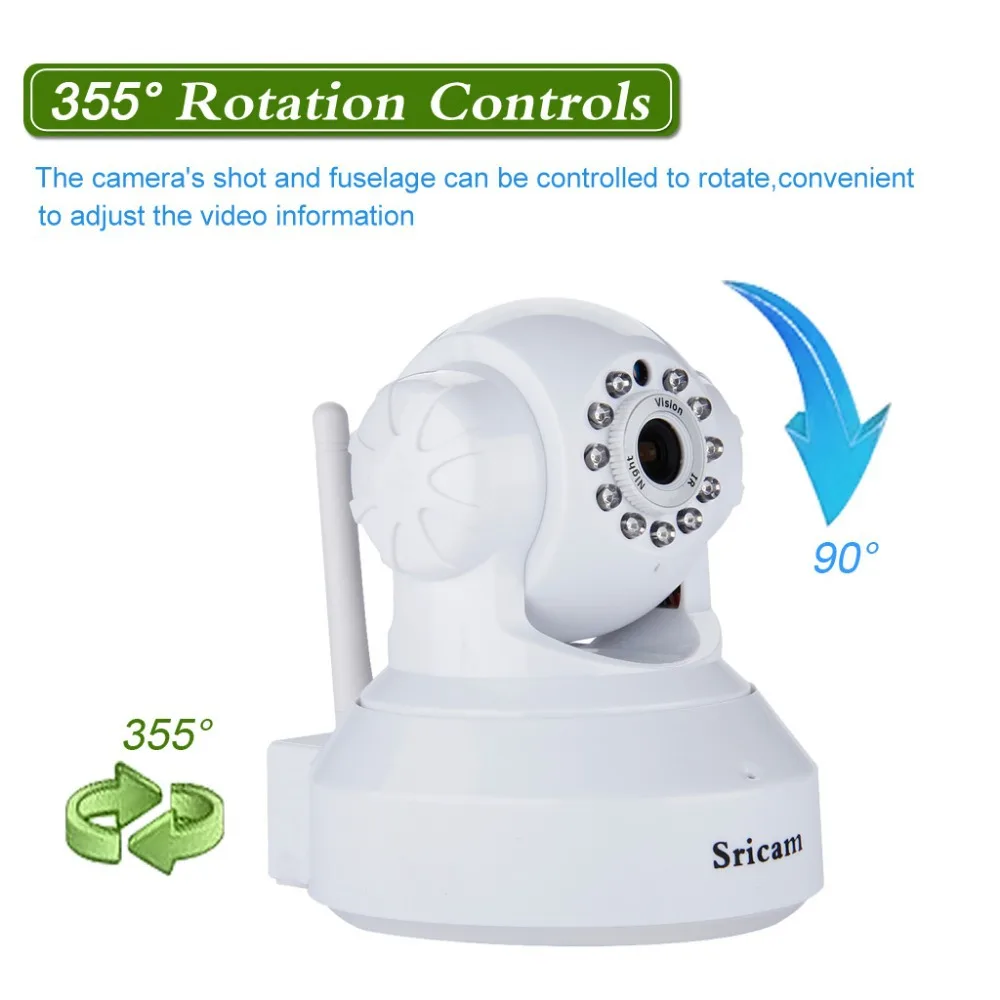 Sricam SP012 Беспроводная CCTV камера IP 720P Wifi панорамирование наклона двухсторонняя