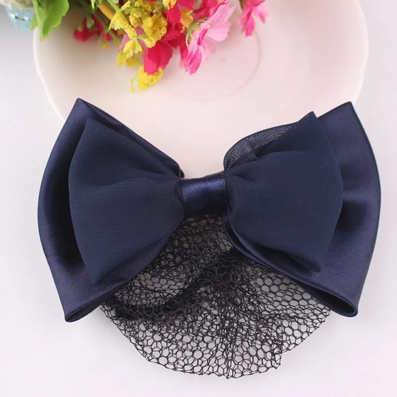 

Black Bow Barrette Stylish Floral Lace Official Lady Hair Clip Cover Net Tulle Bowknot Bun Snood Women Hairgrip Headband Hairnet