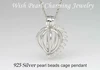 Can Put In Pearl Bead S925 Sterling Silver Heart-Shaped Cage Locket With Shiny Crystal Zircons Pendant Fitting For DIY Jewelry 3