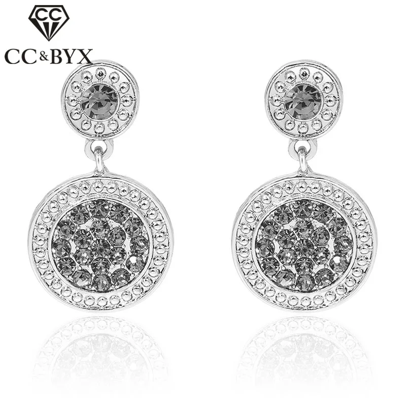 

CC Dangle Earrings For Women Deep Pink/Grey Drop 2 Colors Size Disc Rhinestone Earring S925 Silver Needles Luxury Jewelry CCE200