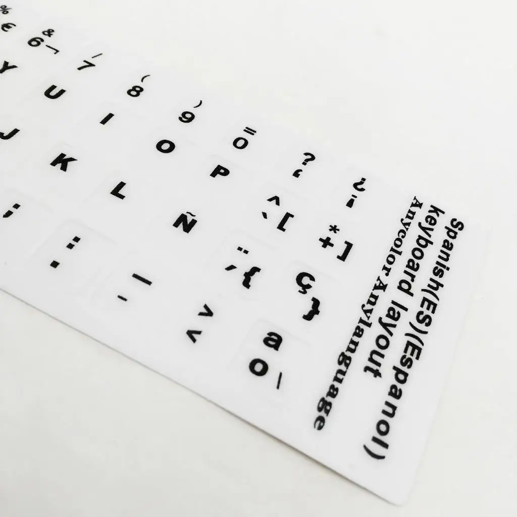 Spanish Keyboard Sticker Replacement Letters For Laptop White Background