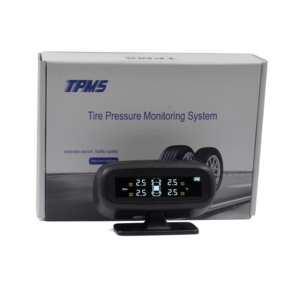Умный автомобиль TPMS система контроля давления в шинах солнечной энергии цифровой ЖК-дисплей Автоматическая охранная сигнализация s давление в шинах