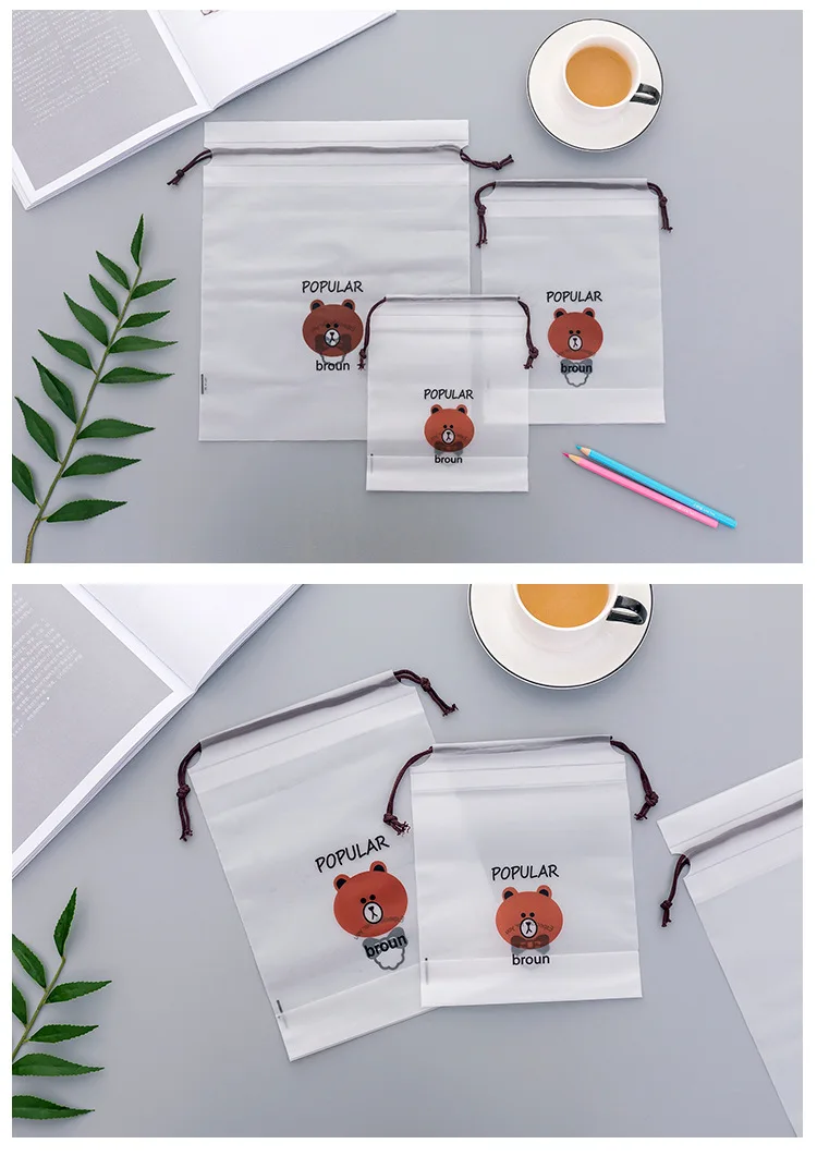 Водонепроницаемый прозрачный Органайзер с рисунком медведя из мультфильма, упаковка для женщин, Сумка Для Хранения Туалетных принадлежностей, набор для мытья волос