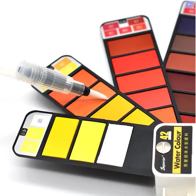 Dropshipping Superior 18/25/33/42colors Solid Watercolor Paint Set With Water Brush Pen Portable Water color Pigment For Drawing 3 Dropshipping Superior 18/25/33/42colors Solid Watercolor Paint Set With Water Brush Pen Portable Water color Pigment For Drawing 3