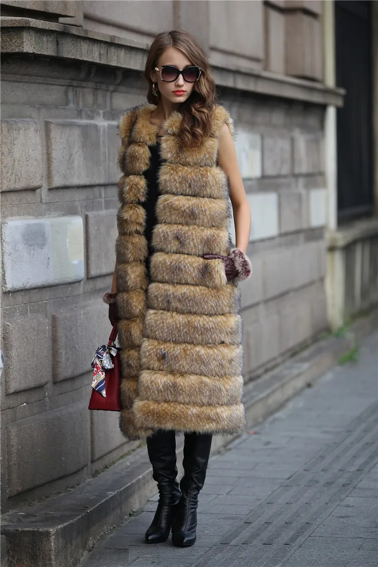 Lisa Colly, женский жилет из искусственного лисьего меха, Осень-зима, новая мода, длинное пальто из искусственного меха, куртки для женщин, теплый меховой жилет, зимняя верхняя одежда