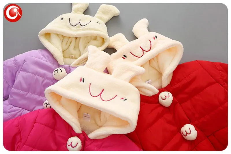 Winter Baby Girls Cartoon Rubbit Coat Thicken Kids Girl Snow Jacket Fleece Hooded Cotton Padded Outwear Christmas Clothes 2016 (2)