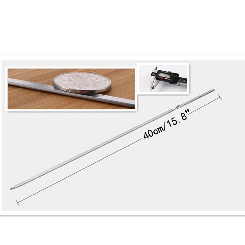 10pcs 15.7'' BBQ Flat Skewers Stainless Steel Barbeque Skewers Portable Shish Kabob Sticks Brbecue Grill Churrasco Sticker