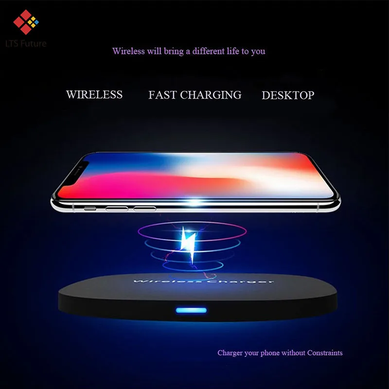 Ультра тонкая быстрая Беспроводная зарядная панель для iPhone X XS Max XR 10W Quick Qi