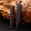 Pendientes de gota con diamantes de imitación para mujer, joyería de lujo, pendiente largo colgante negro # E019 ► Foto 1/6