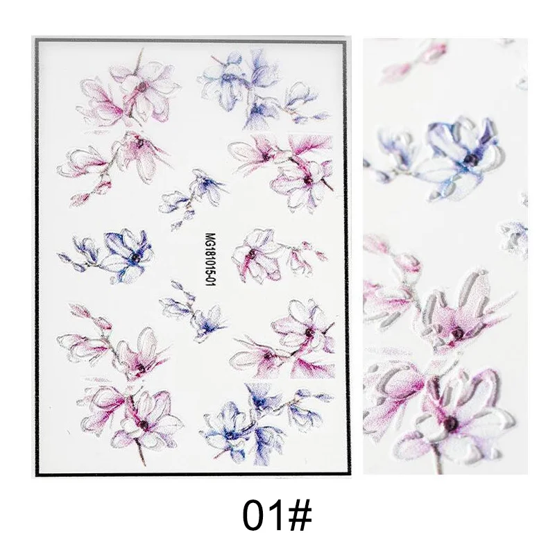 

3D Engraved Flowers Nail Sticker Embossed DIY Nail Art Sticker Tips SSwell