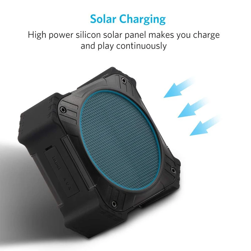 

Solar-Powered Portable Bluetooth Speaker IPX6 Waterproof Wireless Speaker Stereo Sound Deep Bass Mic for iphone Samsung