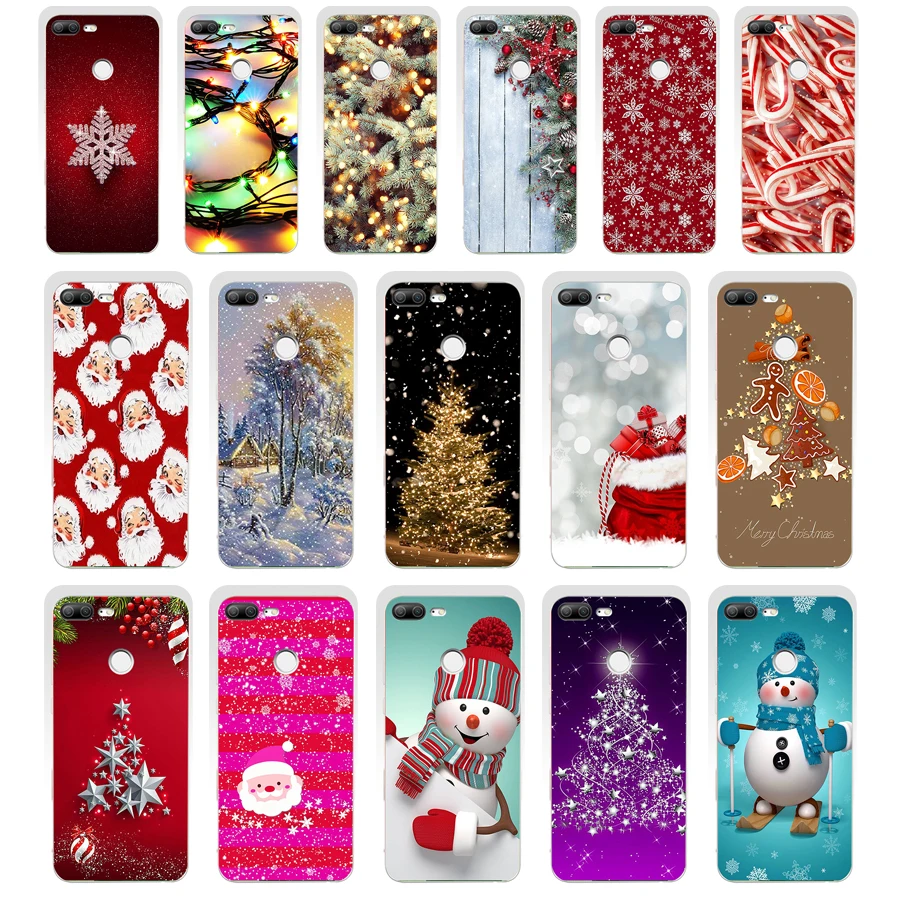 

76SD happy New Year merry Christmas Tree Snow gift Soft Silicone Tpu Cover phone Case for huawei Honor 8 9 Lite 8X p 9 lite 2016