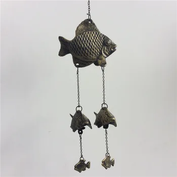 

Retro Wind Chime Metal Fish Shape Hanging Ornament Outdoor Living/Yard Garden Decorations Birthday Gifts Decorative Pendant