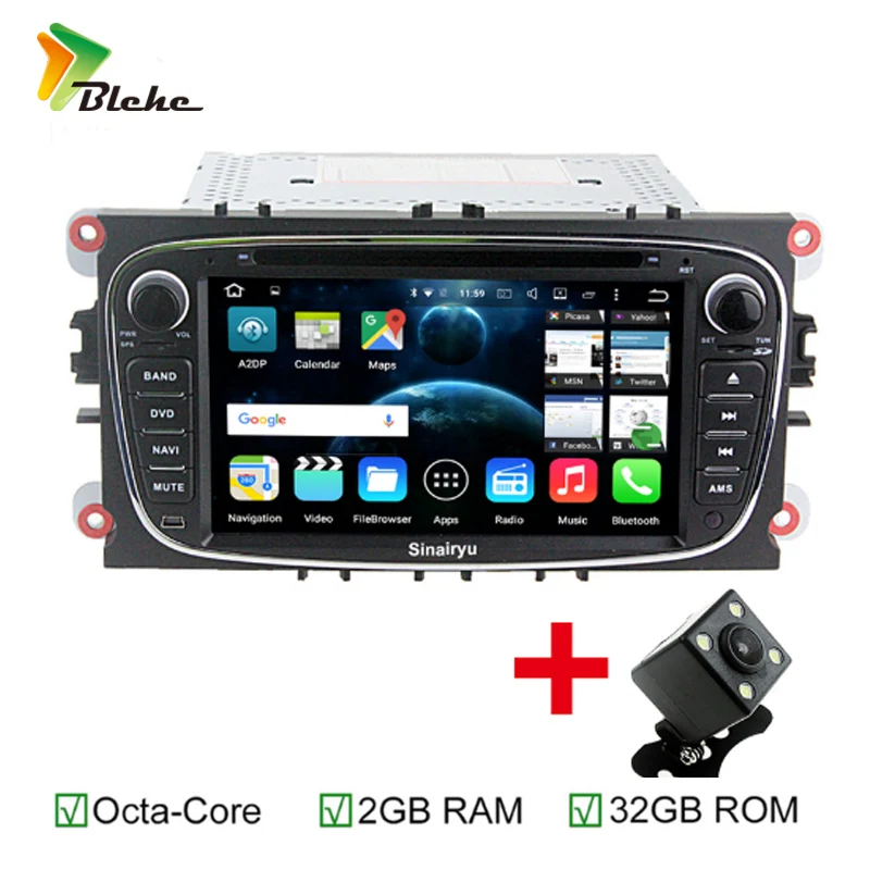 2 Din Android 6 0 Octa Core RAM 2GB/32GB Автомобильный DVD GPS для Ford Focus C MAX Galaxy Mondeo Kuga с 4G WiFi стерео