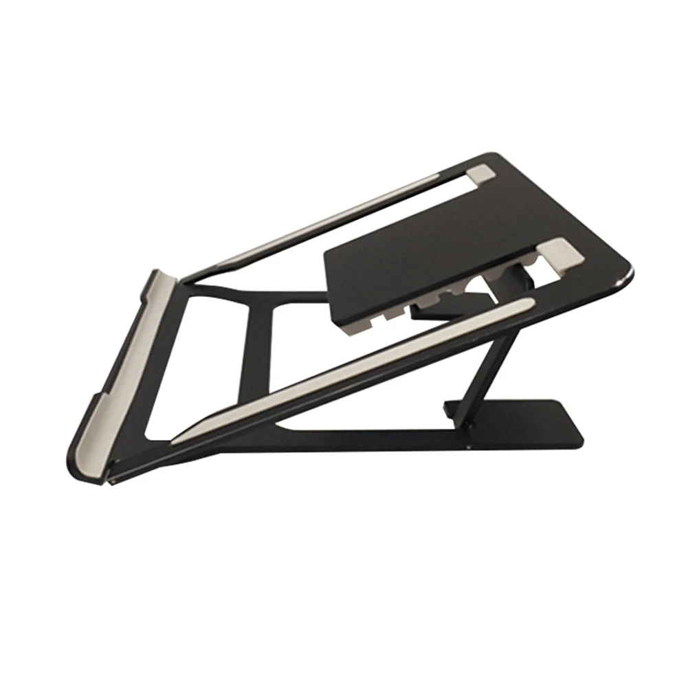 Universal Aluminum Laptop Stand Folding Adjustable Holder Rack for Notebook Tablet XJ66 - Цвет: Черный