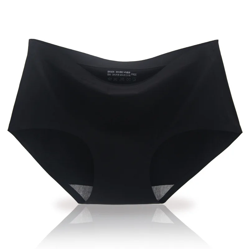 Mozhini Black Color Women High Waist Panties Big Size Seamless Briefs