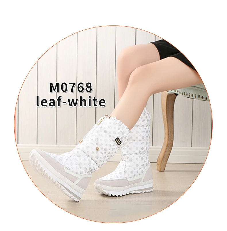 BUFFIE/ зимние сапоги высокие женские зимние ботинки Плюшевые Теплые Тапки размера плюс; большие размеры 35-42, одежда для девочек; Белая обувь на молнии Лидер продаж сапоги JSH-M0768