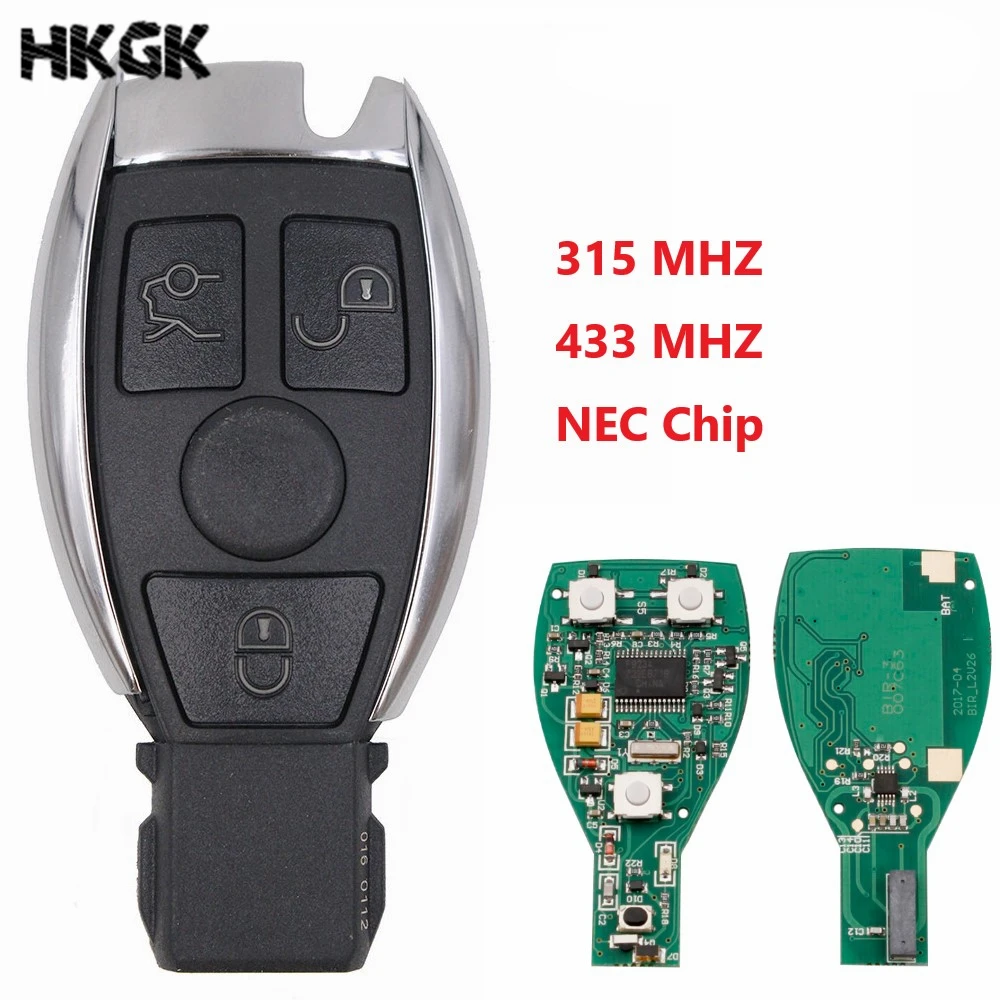 3Buttons Smart Remote Key Keyless Fob For Mercedes Benz after 2000+ NEC&BGA replace NEC Chip 315mhz/433mhz remote key 3 button 434mhz va6 blade 4a chip for benz smart fortwo 453 2015 2016 kigoauto