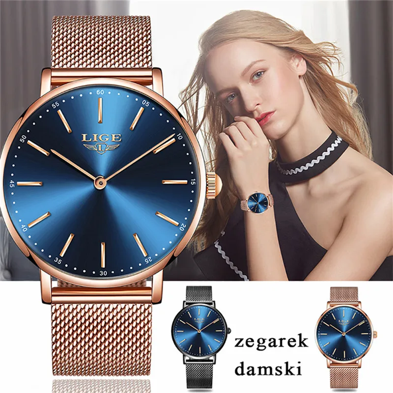 

2018 New LIGE Women Watch Top Brand Luxury Simple Casual Ultra-thin Quartz Watch Women Fashion Waterproof Watch Relogio Feminino
