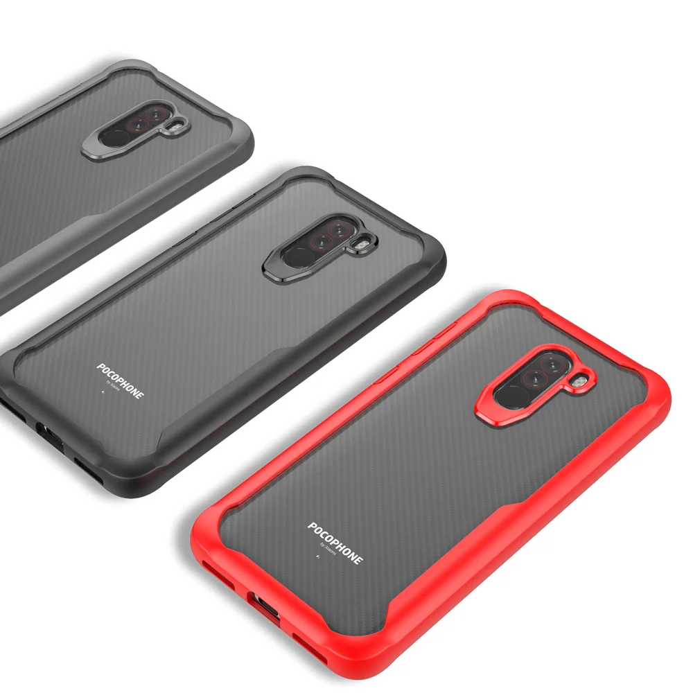 Чехол для Xiaomi Pocophone F1 Мягкий силикон + прозрачный защитный чехол на заднюю панель