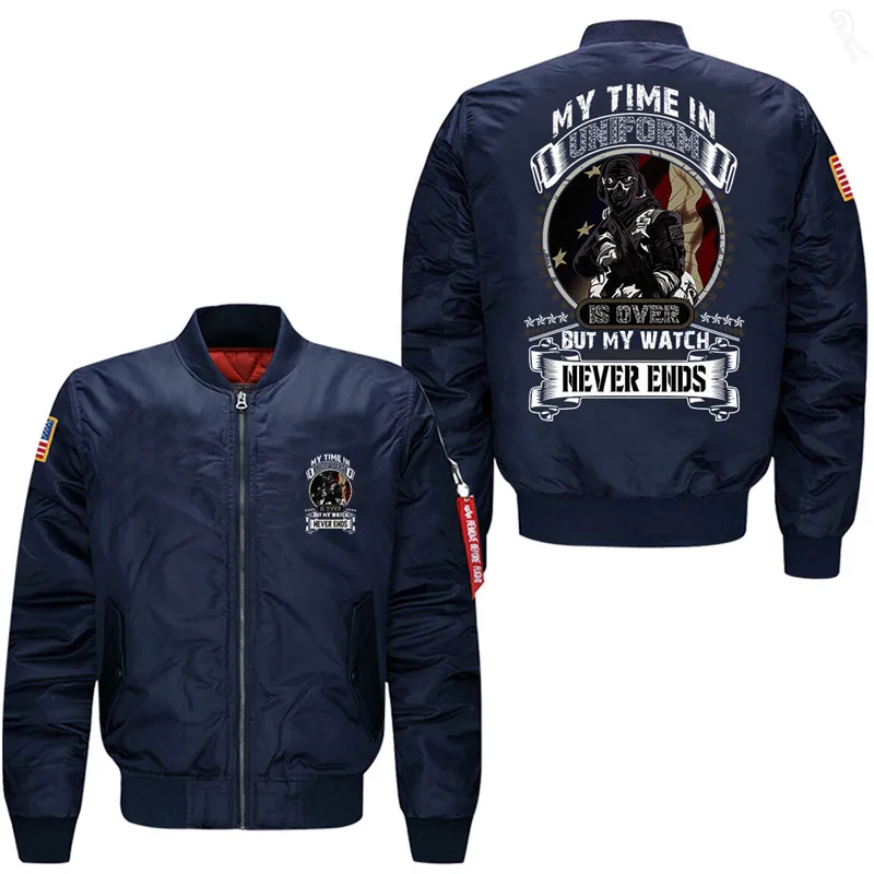 

My Time In Uniform But My Watch Never Ends Men's Bomber Jacket