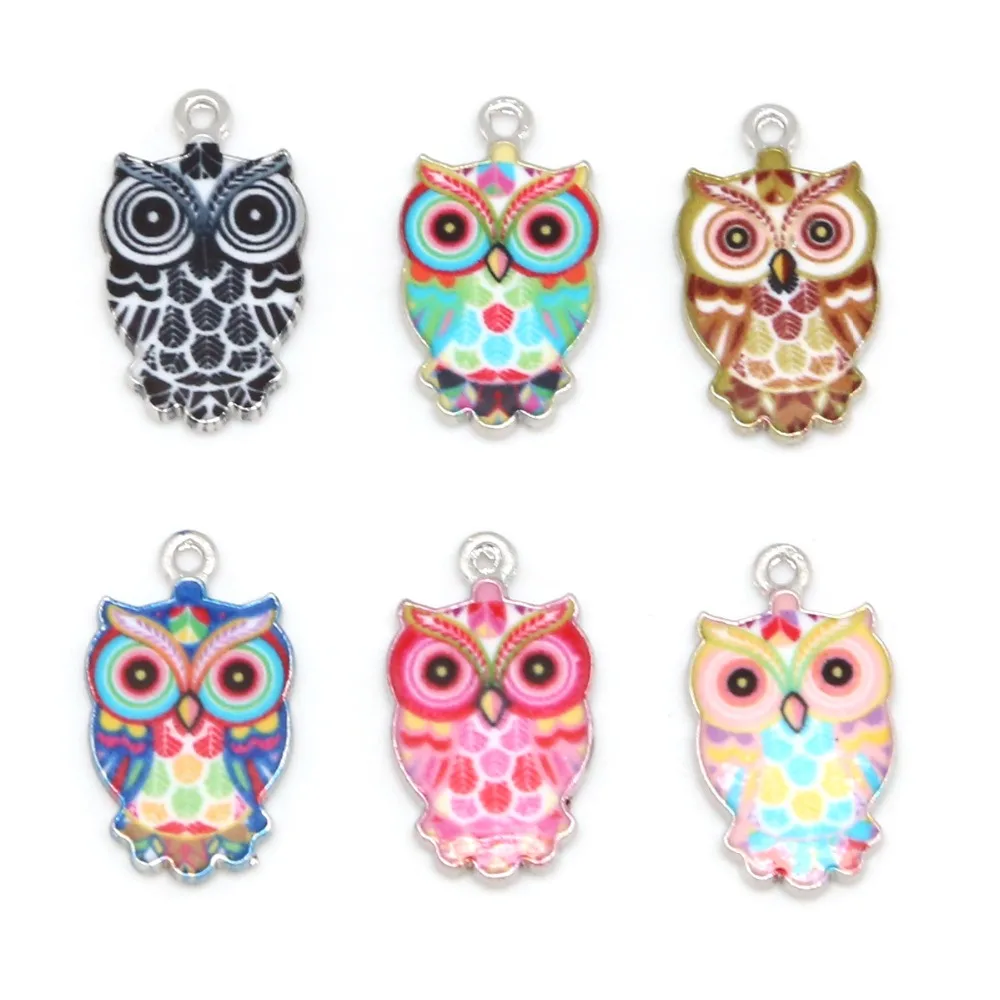 

2019 New multi Enamel Charms for Jewelry Making Floating Metal Owl Pendant For Living Floating Glass Women DIY Fashion Necklace