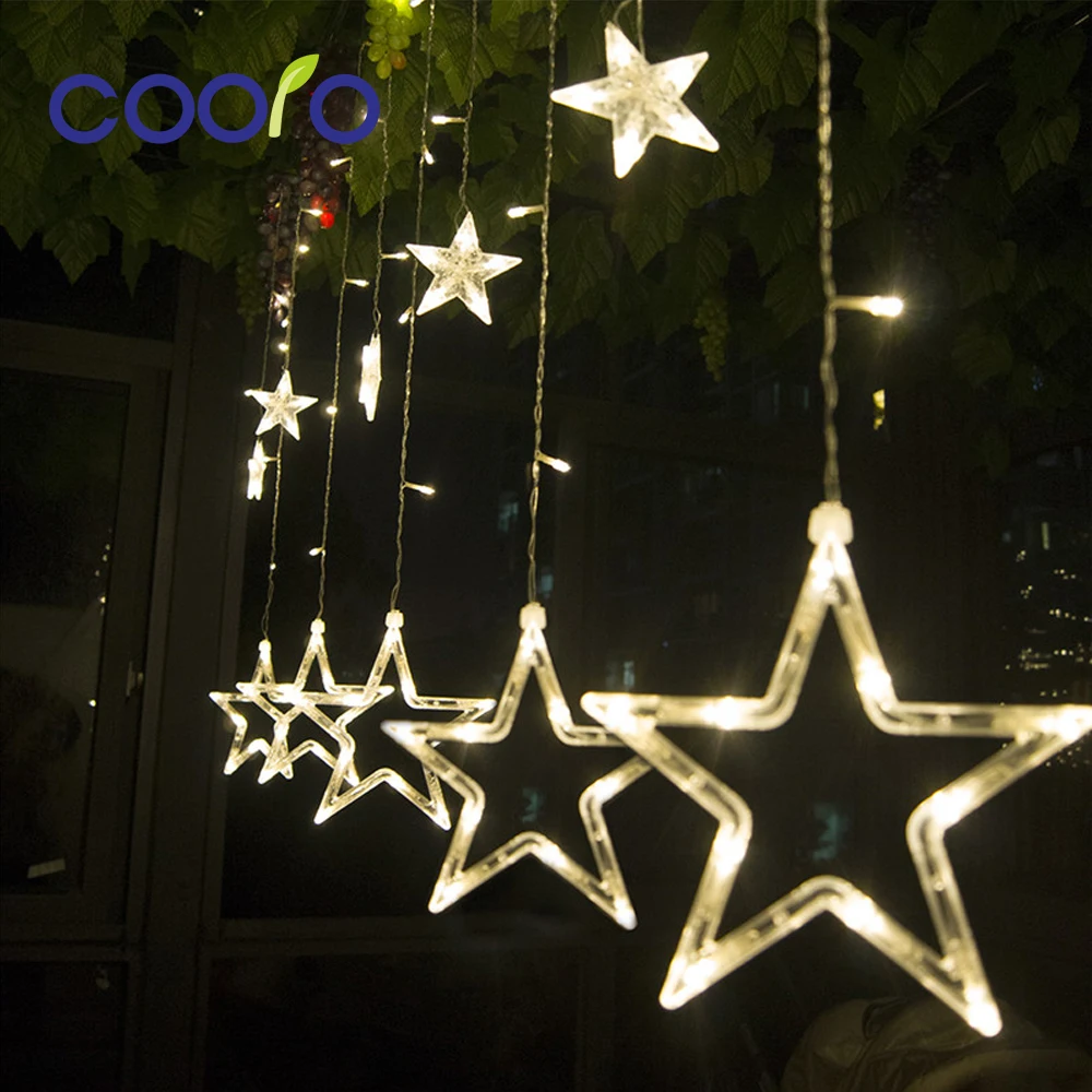 

Christmas Lights, LED Star Curtain Light,Holiday lights,12stars 200cm Length 100cm Height for Holiday/Party/New year Decoration