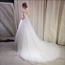 Элегантное красивое Тюлевое свадебное платье с вырезом лодочкой, свадебное платье, длинное платье с шлейфом, платье для свадебной